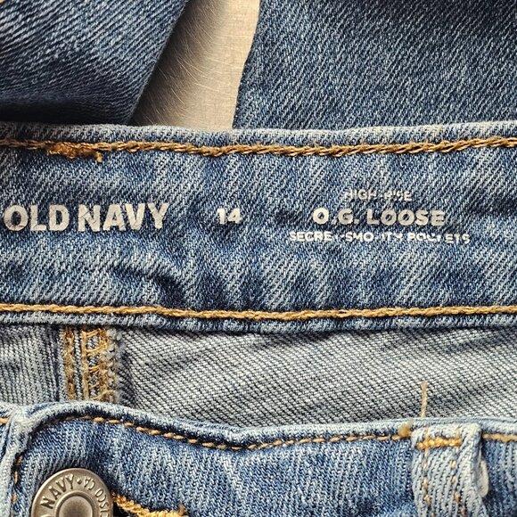 Old Navy High Rise OG Loose Jeans Womens 14 34x29 Stretch Denim Distressed - Picture 3 of 12